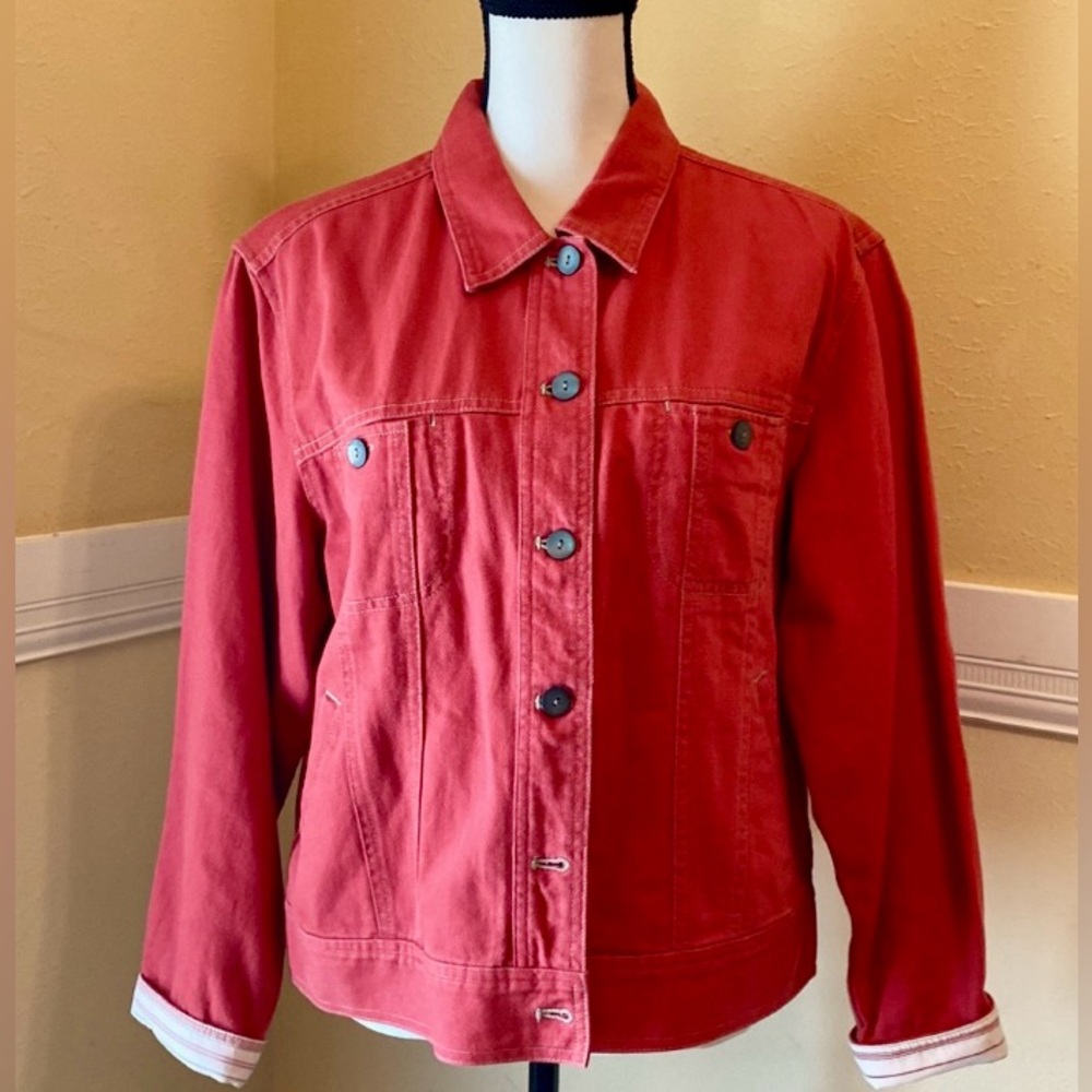 J. JILL Jean Jacket; Medium; Color is a Stonewashed Red or Salmon; LNWOT.
